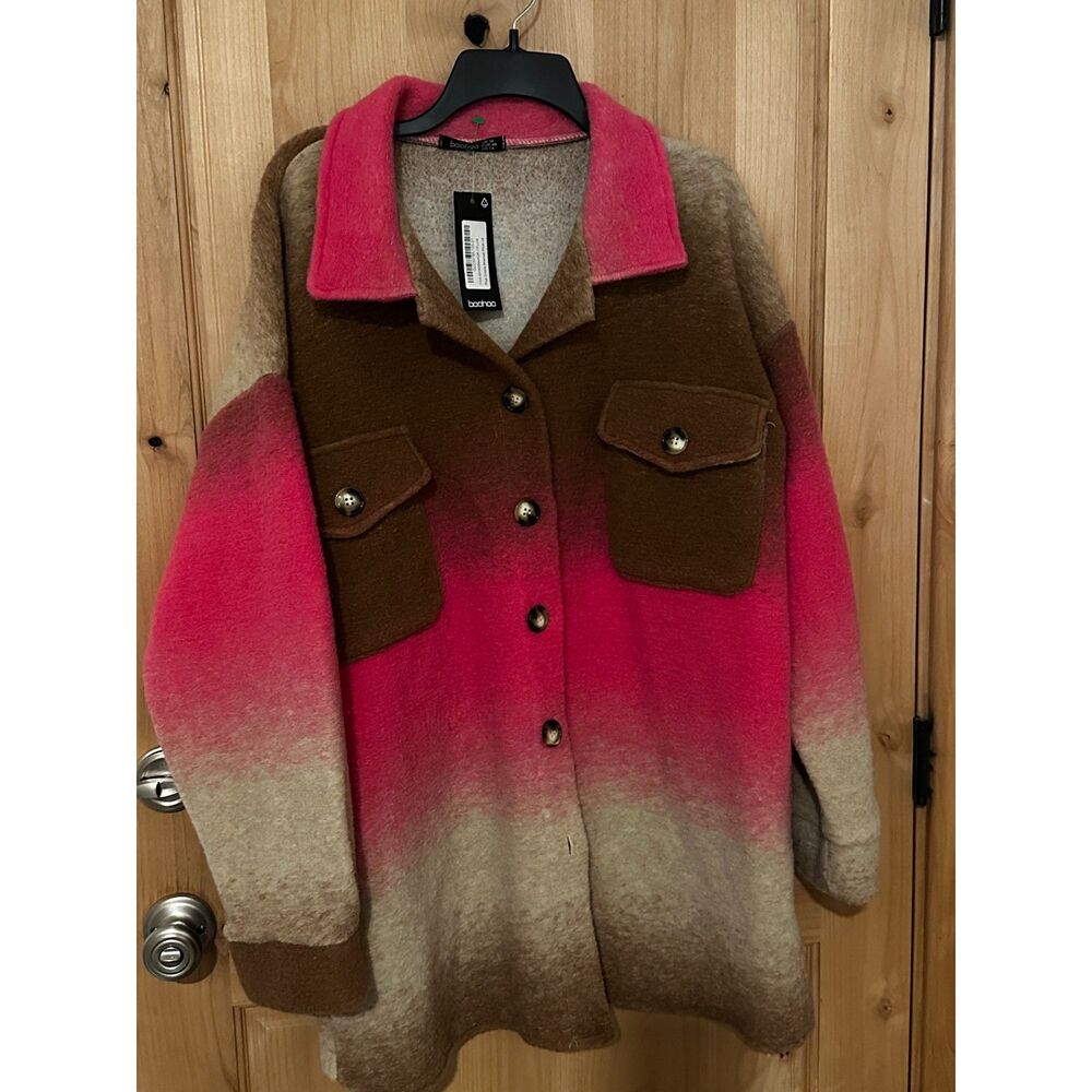 Boohoo Womens Plus Ombre Shacket Pink, US14 NWT